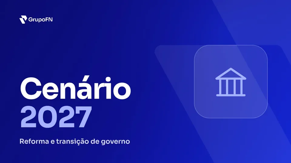 Arte do Grupo FN com o texto cenário 2027 e o ícone de um prédio público