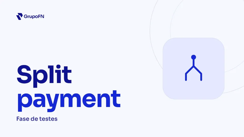 Arte do Grupo FN com o texto split payment e o ícone de divisão de valores